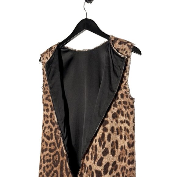 Dolce & Gabbana Leopard Print Cotton Tweed Sleeveless Mini Dress - Picture 5 of 7